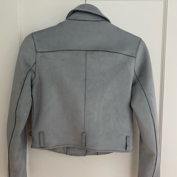 Zara Suede Moto Jacket in Pale Blue - Picture 3 of 3